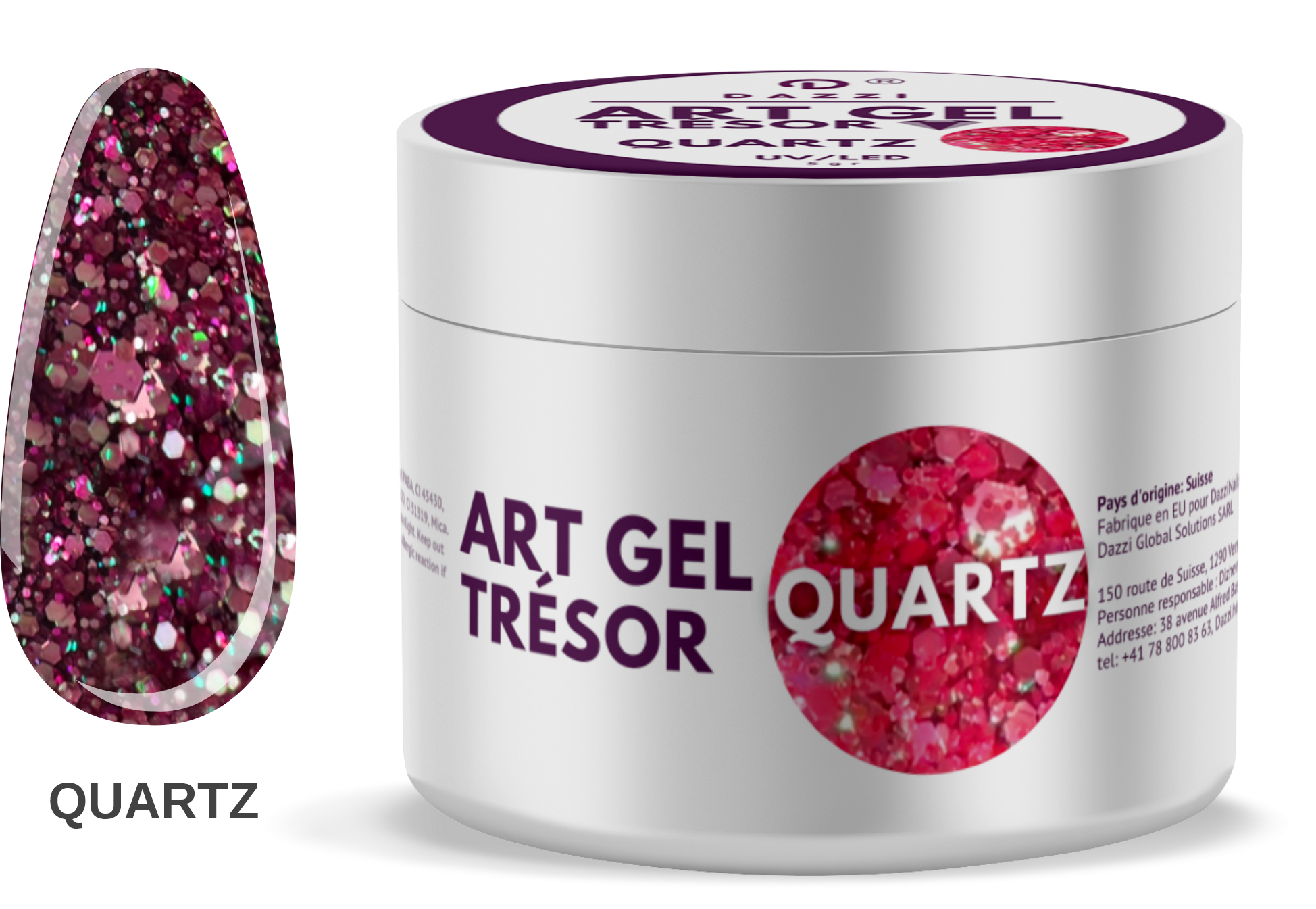 Art Gel pailleté Tresor "Quartz", 5gr