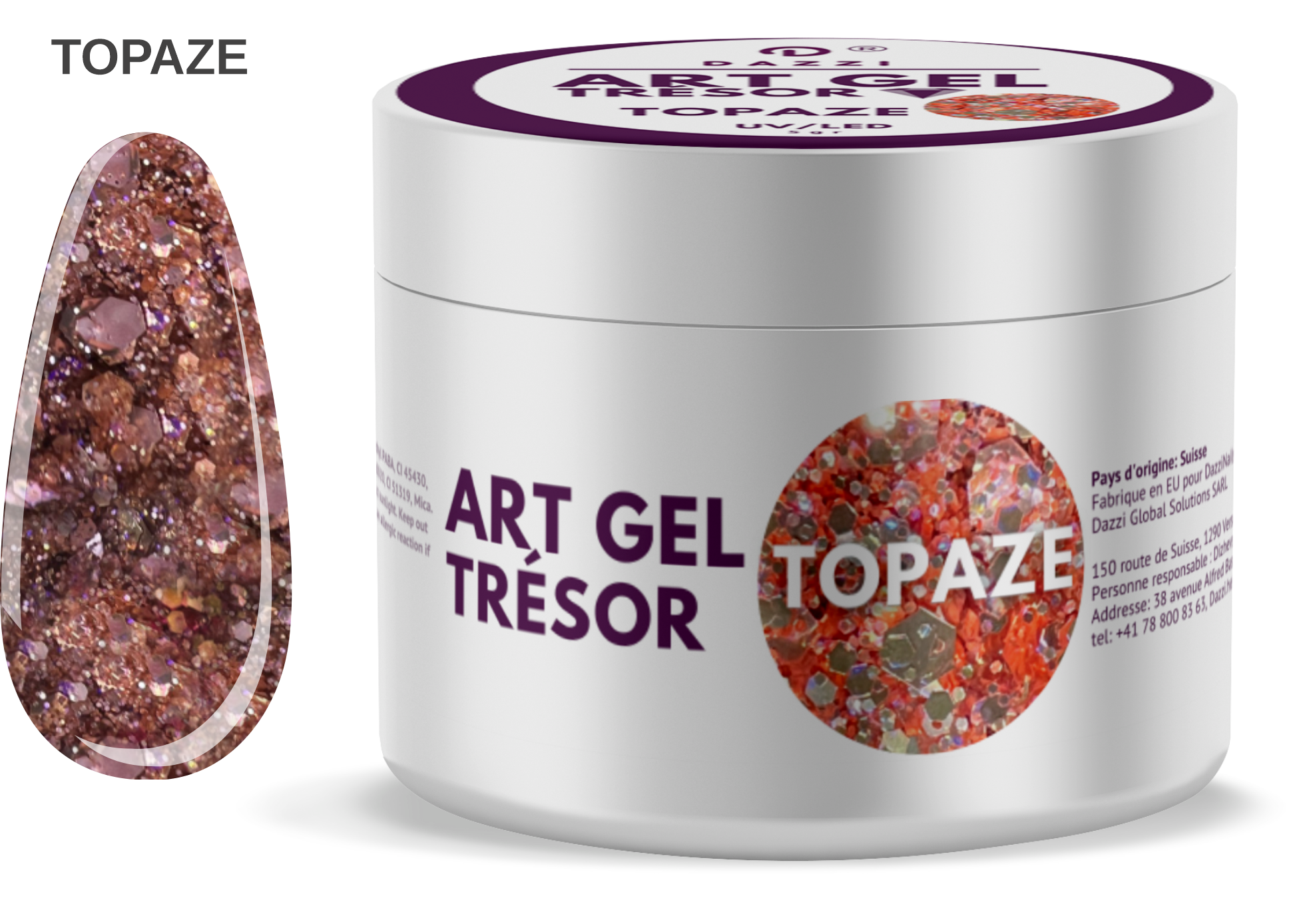 Art Gel pailleté Tresor "Topaze", 5gr