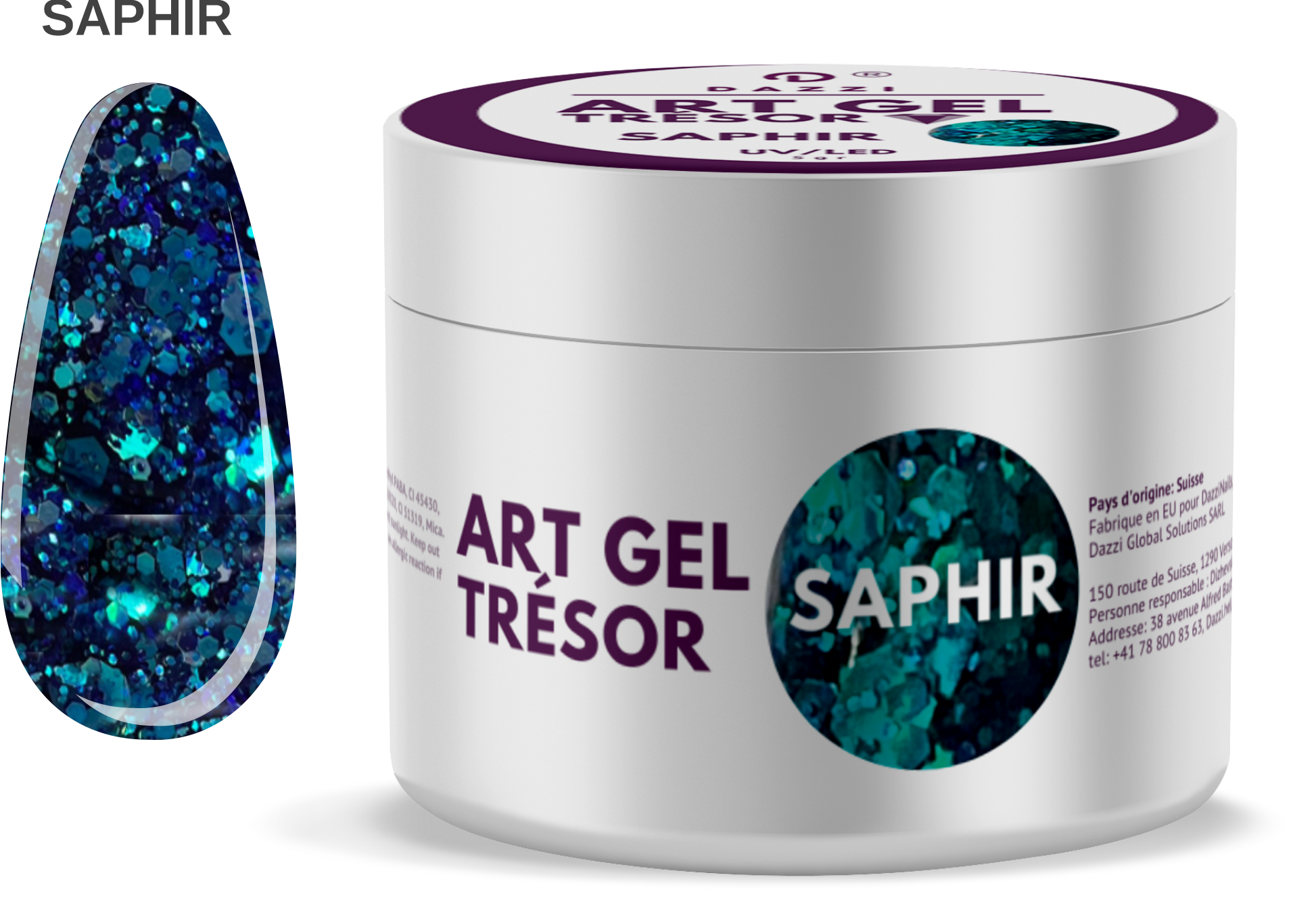 Art Gel pailleté Tresor "Saphir", 5gr