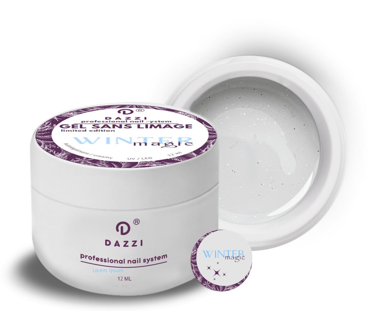 Gel constructeur intelligent "Winter Magic" , blanc, pailleté 15 ml