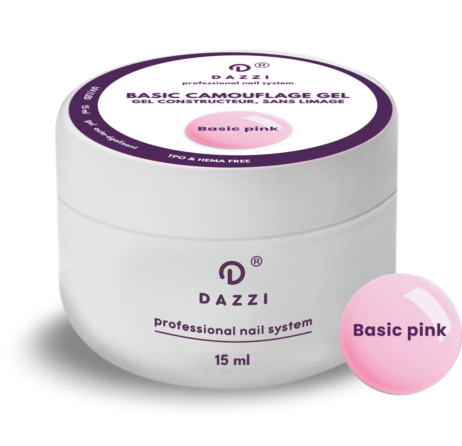 Gel BASIC CAMOUFLAGE SANS HEMA "Basic Pink"  15 / 50 ml