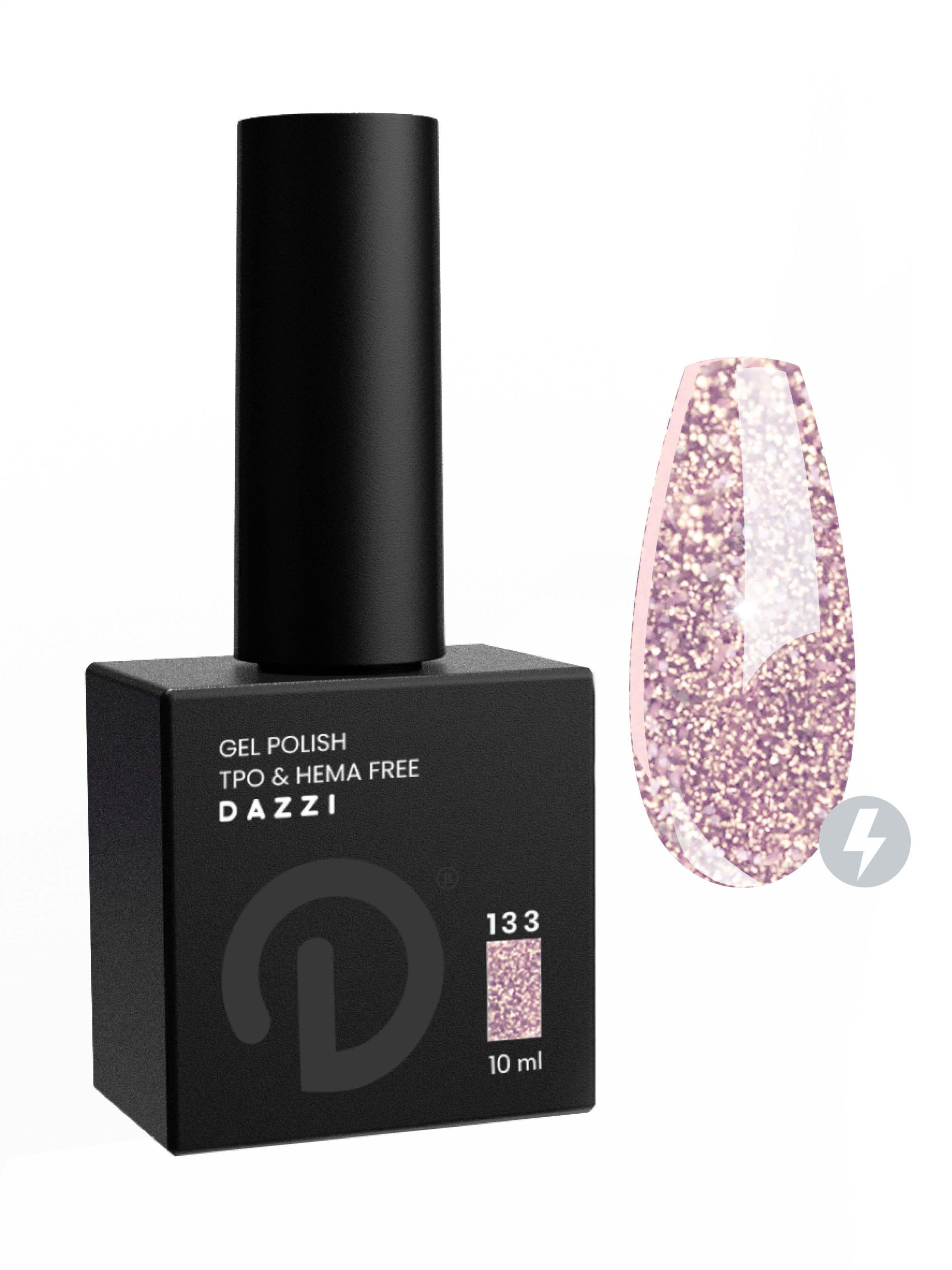 Vernis semi-permanent réfléchissant / très pailleté "Ewok" 133, rose / beige , 