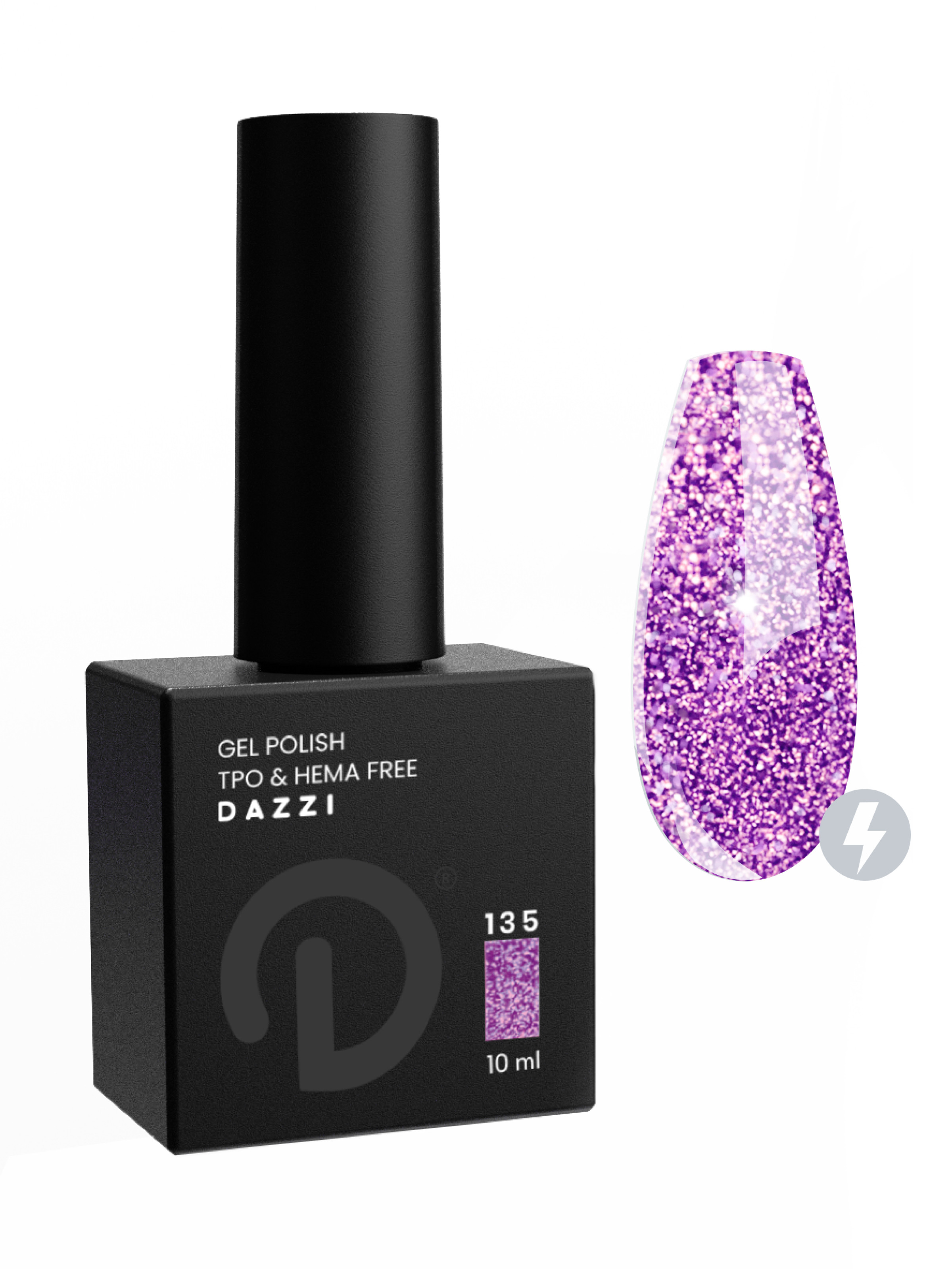 Vernis semi-permanent réfléchissant / très pailleté "Shiva" 135, violet, 