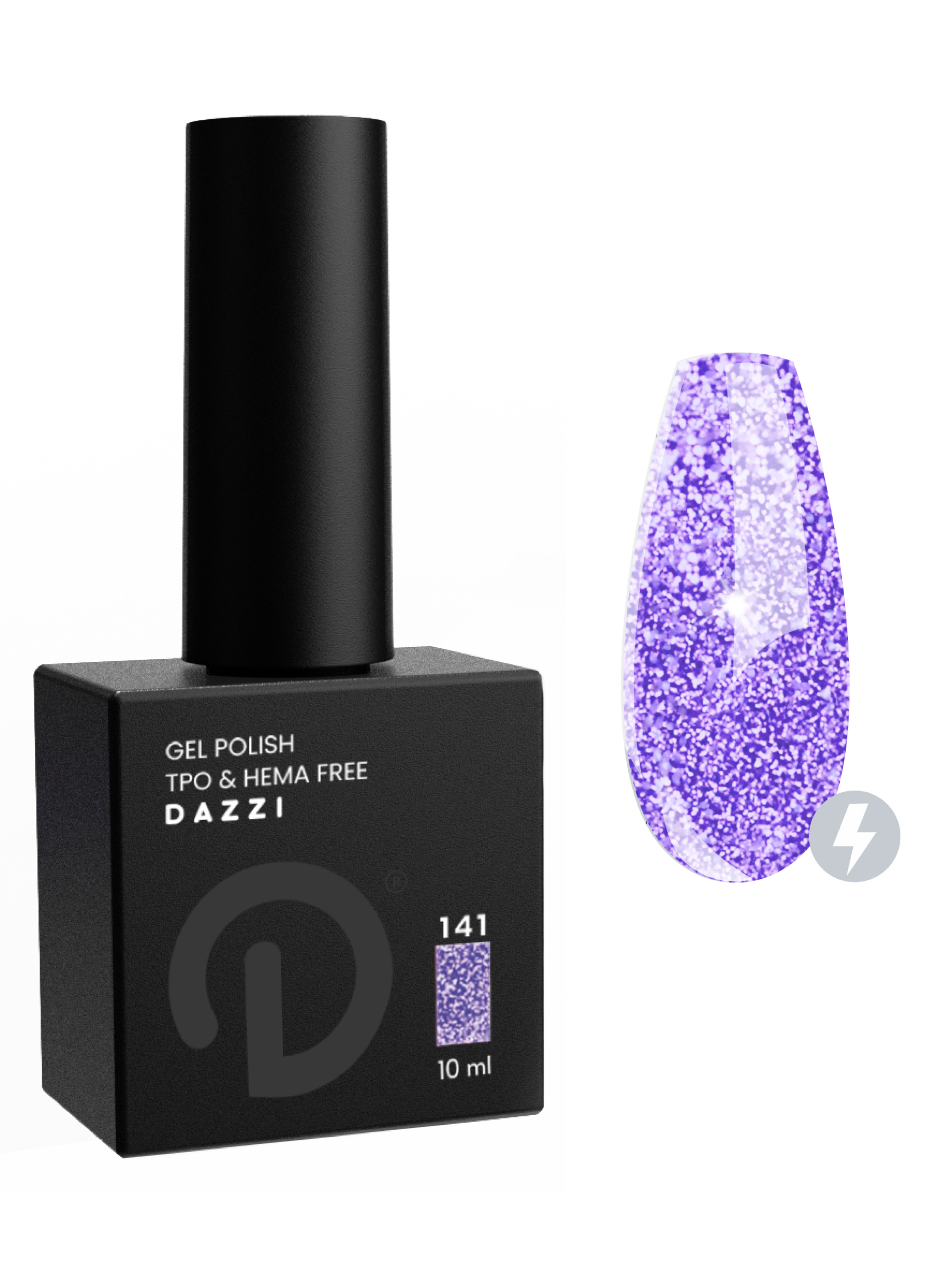 Vernis semi-permanent réfléchissant / très pailleté "Luvy Duvy" 141, violet, 