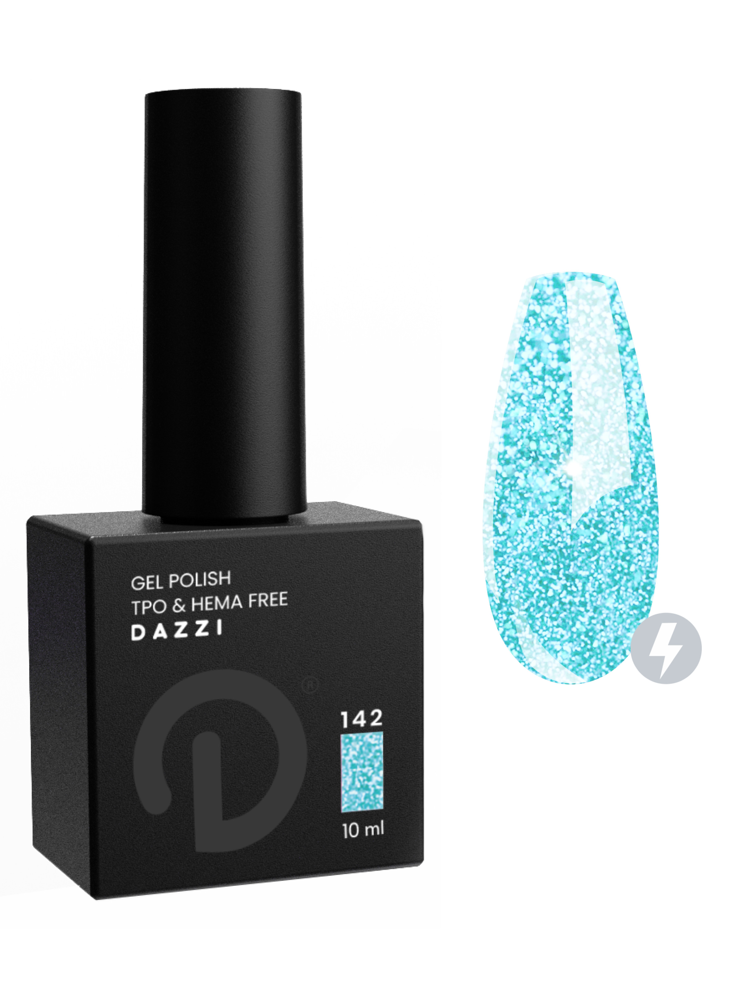 Vernis semi-permanent réfléchissant / très pailleté "Taima" 142, turquoise, 